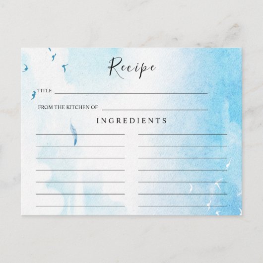 Light Blue, Beach Vrijgezellenfeest Recipcard Briefkaart (Voorkant)