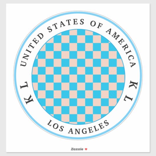 Light Blue & Beige Checkerboard Vacking Sticker (Vel)