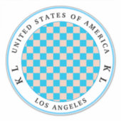 Light Blue & Beige Checkerboard Vacking Sticker (Voorkant)