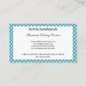 Light Blue & Beige Checks Pattern & Knitting Visitekaartje (Achterkant)