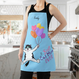 Light Blue Best Cat Mom Ever All-Over Print Apron Schort