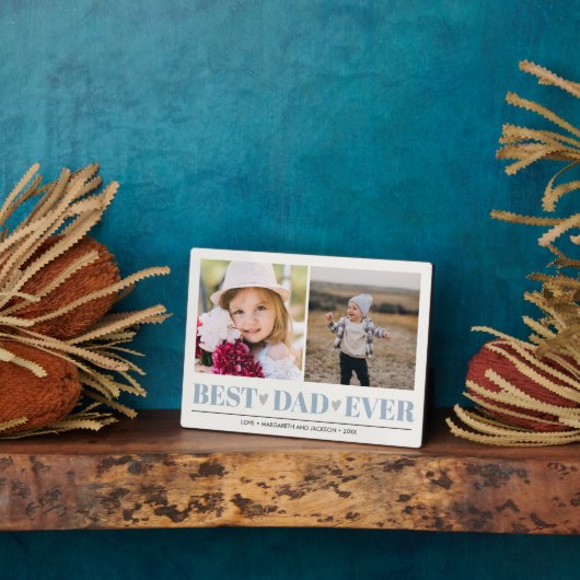 Light Blue BEST DAD OOIT collage 2 Foto Fotoplaat (Zijkant)