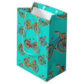 Light Blue Bicycle Medium Gift Bag Medium Cadeauzakje (Achterkant Gekanteld)