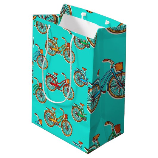 Light Blue Bicycle Medium Gift Bag Medium Cadeauzakje (Achterkant Gekanteld)