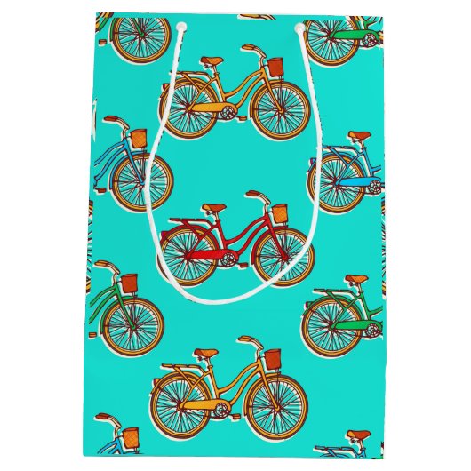 Light Blue Bicycle Medium Gift Bag Medium Cadeauzakje (Achterkant)