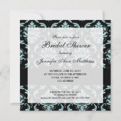 Light Blue Black Damask Bridal Shower-uitnodiging Kaart (Achterkant)