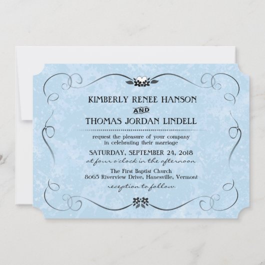 Light Blue & Black Heart Photo Weddenschap Kaart (Achterkant)