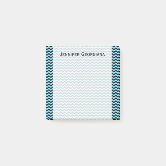 Light Blue & Black Wave Pattern + Custom Name Note (Voorkant)