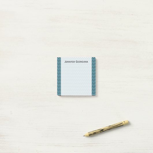 Light Blue & Black Wave Pattern + Custom Name Note (Op bureau)