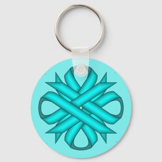 Light Blue / Blauwgroen Clover Ribbon van Kenneth Sleutelhanger (Voorkant)