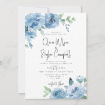 Light Blue Boho Floral QR Code All in One Wedding