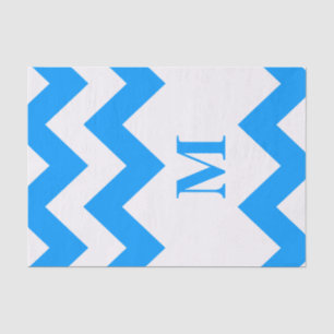 Light Blue Bold Chevron met monogram Tissuepapier