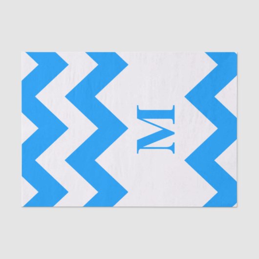 Light Blue Bold Chevron met monogram Tissuepapier (Voorkant)