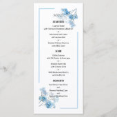 Light Blue Botanical Floral Pattern Wedding Menu (Voorkant)