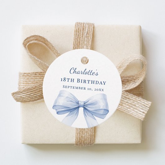 Light blue bow DIY write by hand birthday Bedankjes Labels