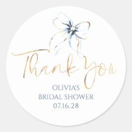 Light Blue Bow Favors Bridal Shower Thank You  Ronde Sticker