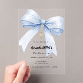 Light blue bow girl clear luxury Confirmation Acryl Uitnodigingen (Insitu (Draagbaar))