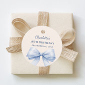 Light blue bow ivory DIY write by hand birthday Bedankjes Labels