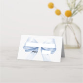 Light blue Bow Place Cards Elegant Folded Plaatskaartje (Voorkant)