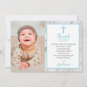 Light Blue Boy Marble Baptism Foto Hartelijk dank Kaart (Voorkant)