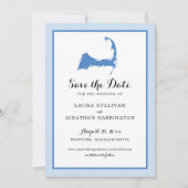 Light Blue Brewster Cape Cod Map Weddenschap Save The Date (Voorkant)