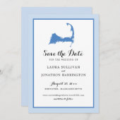 Light Blue Brewster Cape Cod Map Weddenschap Save The Date (Voorkant / Achterkant)