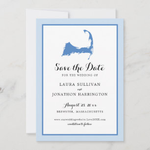 Light Blue Brewster Cape Cod Map Weddenschap Save The Date