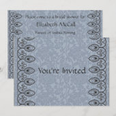 Light Blue Brocade Bridal Shower-uitnodiging Kaart (Voorkant / Achterkant)
