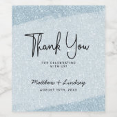 Light Blue Brush Glitter Dank u Wijn Etiket (Enkel label)