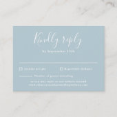 Light Blue Budget Modern Script Wedding RSVP Kaart (Voorkant)