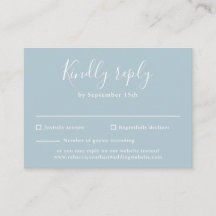 Light Blue Budget Modern Script Wedding RSVP Kaart