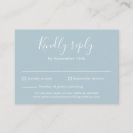 Light Blue Budget Modern Script Wedding RSVP Kaart