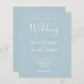 Light Blue Budget Moderne Script Wedding Invitatio (Voorkant / Achterkant)