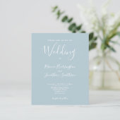 Light Blue Budget Moderne Script Wedding Invitatio (Staand voorkant)