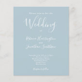 Light Blue Budget Moderne Script Wedding Invitatio (Voorkant)