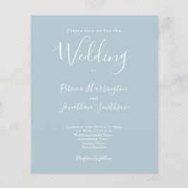 Light Blue Budget Moderne Script Wedding Invitatio