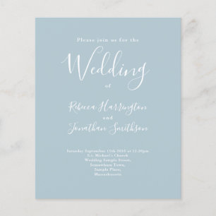 Light Blue Budget Moderne Script Wedding Invitatio Flyer