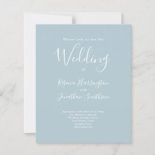Light Blue Budget Moderne Wedding RSVP