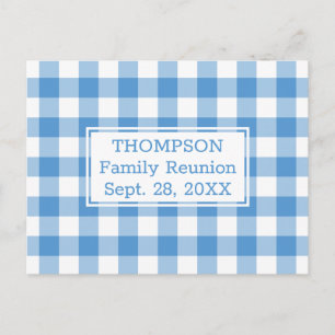 Light Blue Buffalo Check Name Family Reunion Party Uitnodiging Briefkaart