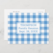 Light Blue Buffalo Check Name Family Reunion Party Uitnodiging Briefkaart (Voorkant / Achterkant)