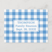 Light Blue Buffalo Check Name Family Reunion Party Uitnodiging Briefkaart (Voorkant)