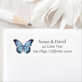 Light Blue Butterfly-adres Etiket (Insitu)