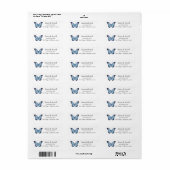 Light Blue Butterfly-adres Etiket (Full Sheet)