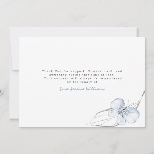Light Blue Butterfly Funeral   Bedankkaart (Voorkant)