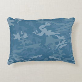 Light Blue Camo Toss Pillow Accent Kussen