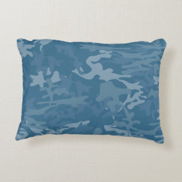 Light Blue Camo Toss Pillow Accent Kussen