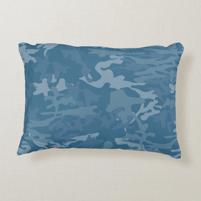 Light Blue Camo Toss Pillow Accent Kussen (Achterkant)