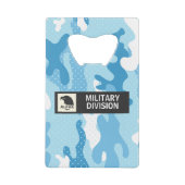 Light Blue Camouflage Polka Dot Pattern Creditkaart Flessenopener (Voorkant)