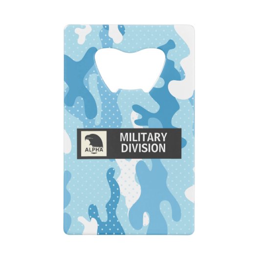 Light Blue Camouflage Polka Dot Pattern Creditkaart Flessenopener (Voorkant)