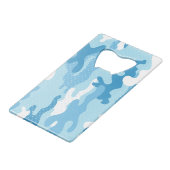 Light Blue Camouflage Polka Dot Pattern Creditkaart Flessenopener (Achterkant Gekanteld)